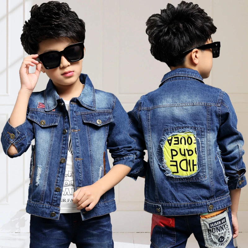 Джинсовая куртка для мальчиков осень 2017 джинсовые куртки детей ветровки Детская