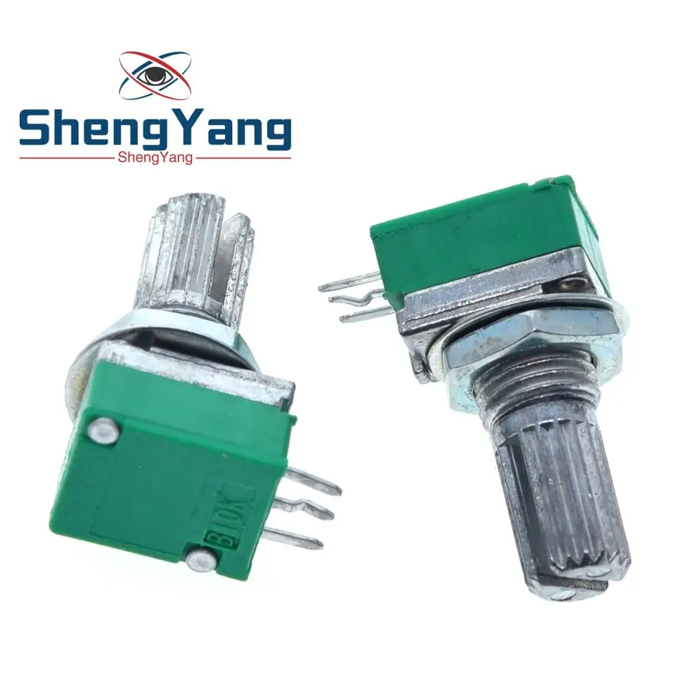 

ShengYang 10pcs B1K B2K B5K B10K B20K B50K B100K B500K Audio Amplifier Sealed Potentiometer 15mm Shaft 3pins RK097N