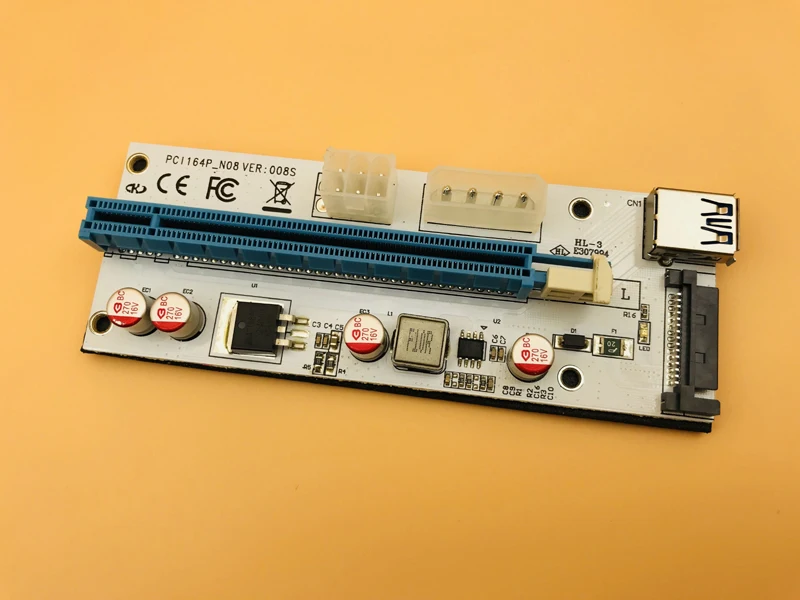 Новый Белый PCI E Riser 008 Express 1X 4x 8x 16x расширитель карта расширения 008S адаптер SATA 15pin