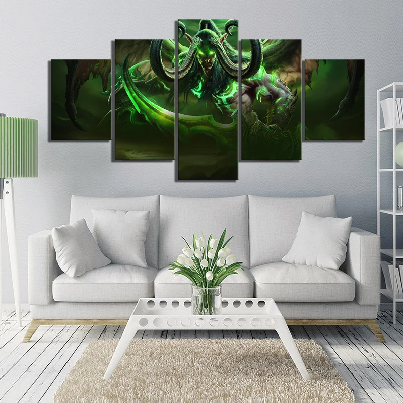 5 шт. HD картина WOW Hero Illidan Stormrage картины настенные наклейки World of Warcraft видеоигра