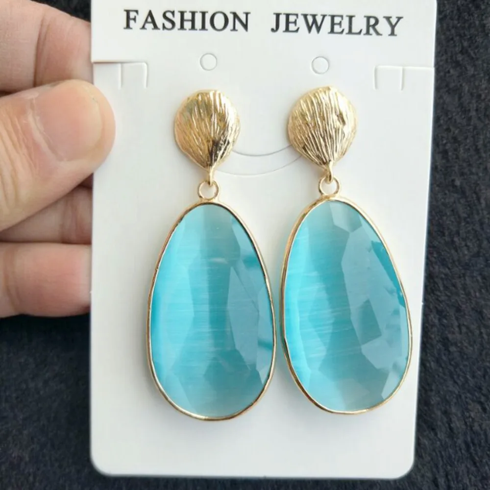 Разноцветные 5 пар длинных висячих сережек женские серьги из камня с золотой