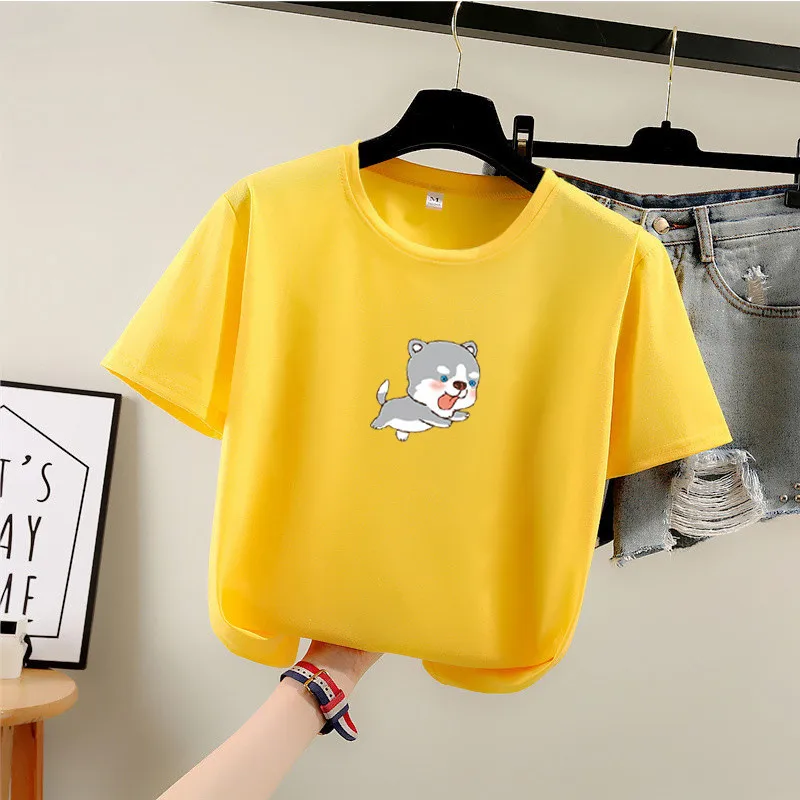 Женская футболка с коротким рукавом и круглым вырезом Harajuku Повседневная