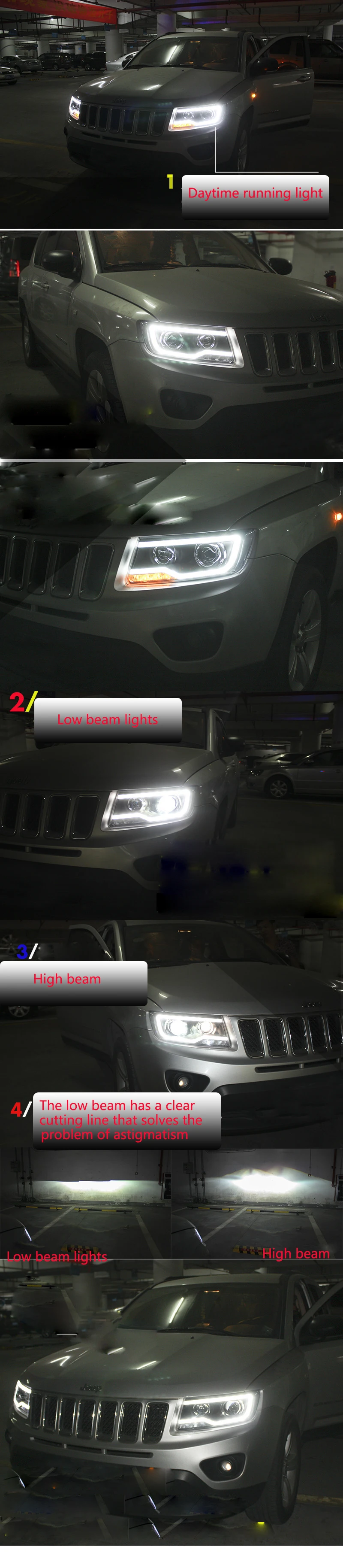 Wzjoo 2 шт 35 Вт светодиодные фары для 2013- Jeep Grand Cherokee черный корпус лампы фар в сборе