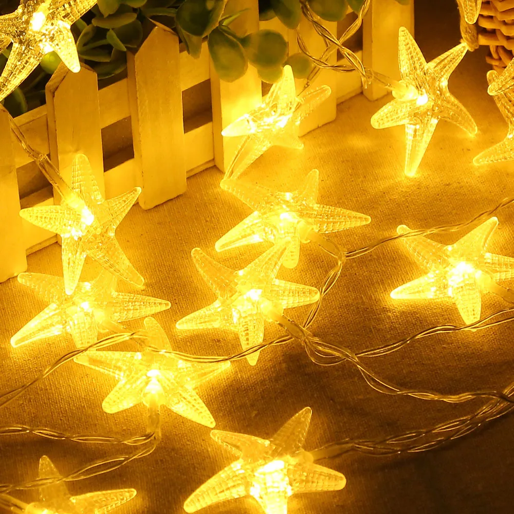 10 LEDStarfish в форме батарейного отсека для украшения дома Светодиодная лампа