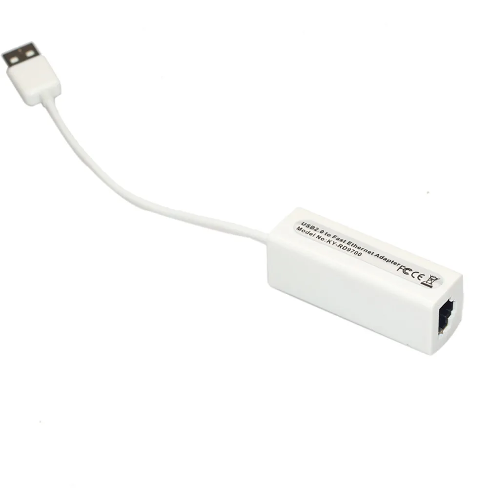 Лидер продаж белый сетевой адаптер USB2.0 Male к RJ45 Ethernet Lan ключ 10/100 Мбит/с 6M7 Прямая