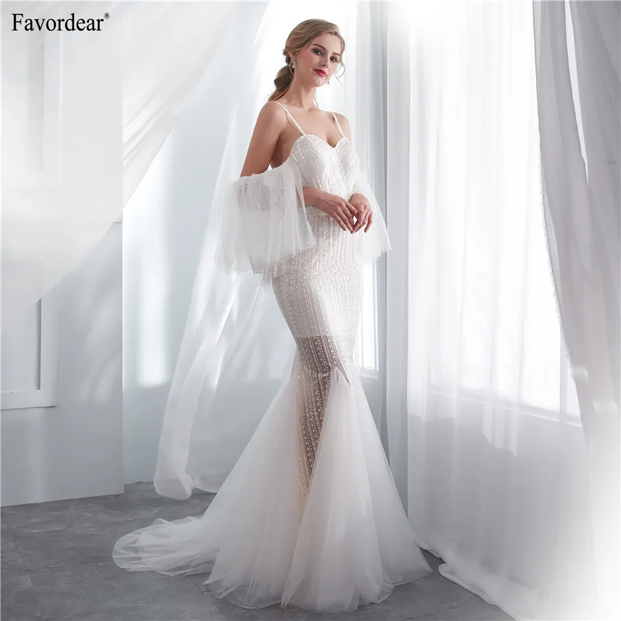 Favordear 2019 Vestido De Noiva отвесные Длинные свадебные платья цвета слоновой кости