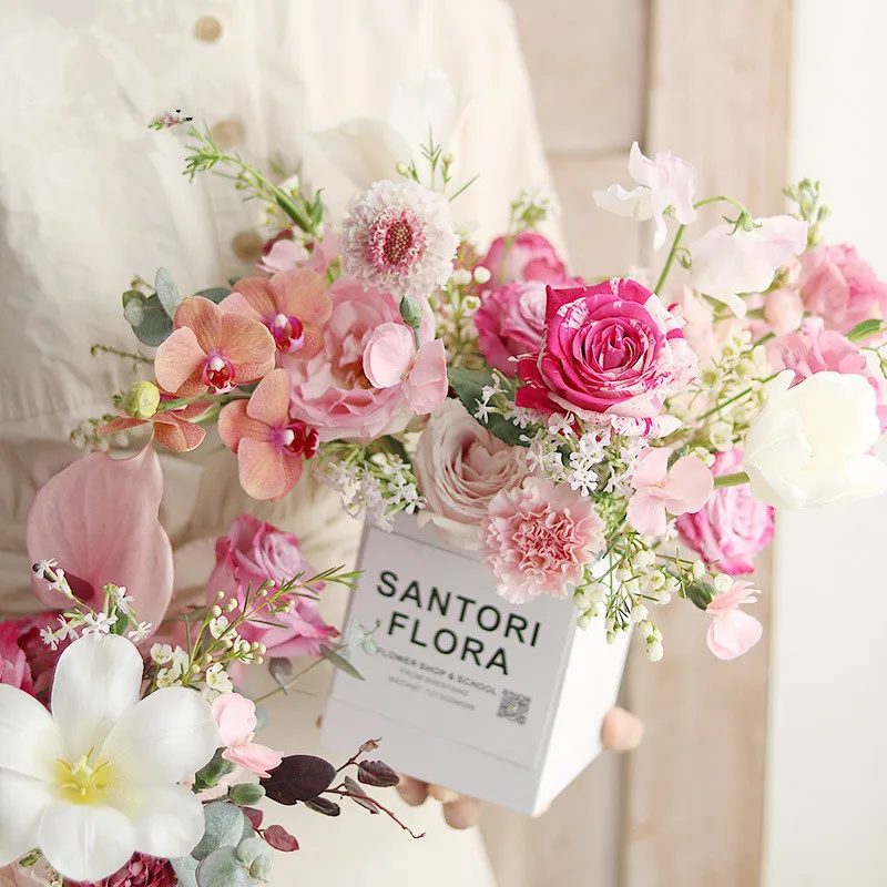 Мини коробка для цветов маленькая круглая квадратная Подарочная любви упаковки