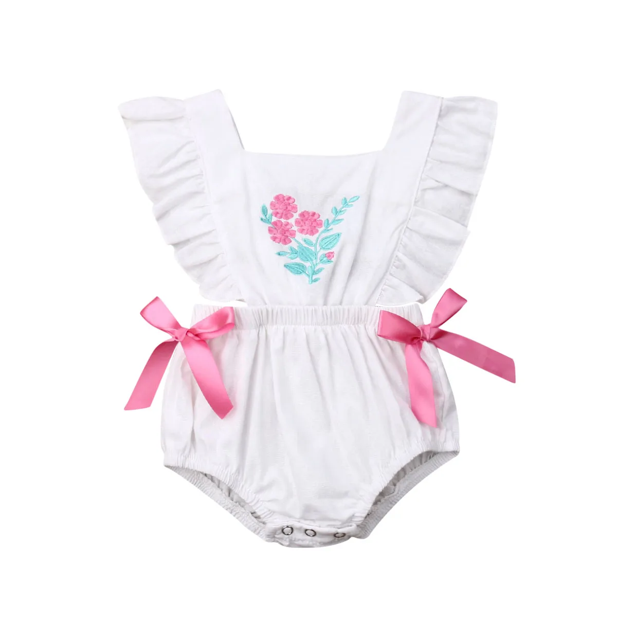 Боди с цветочным принтом для новорожденных и маленьких девочек белый комбинезон