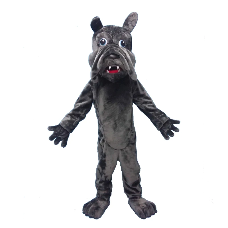 

Adult Grey Dog Mascot Costume Carnival Festival Commercial Advertising Party Dress With A Mini Fan Inside Head