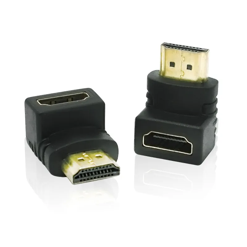 90 градусный позолоченный адаптер HDMI с прямым углом для мужчин и женщин 1080p TV HDTV