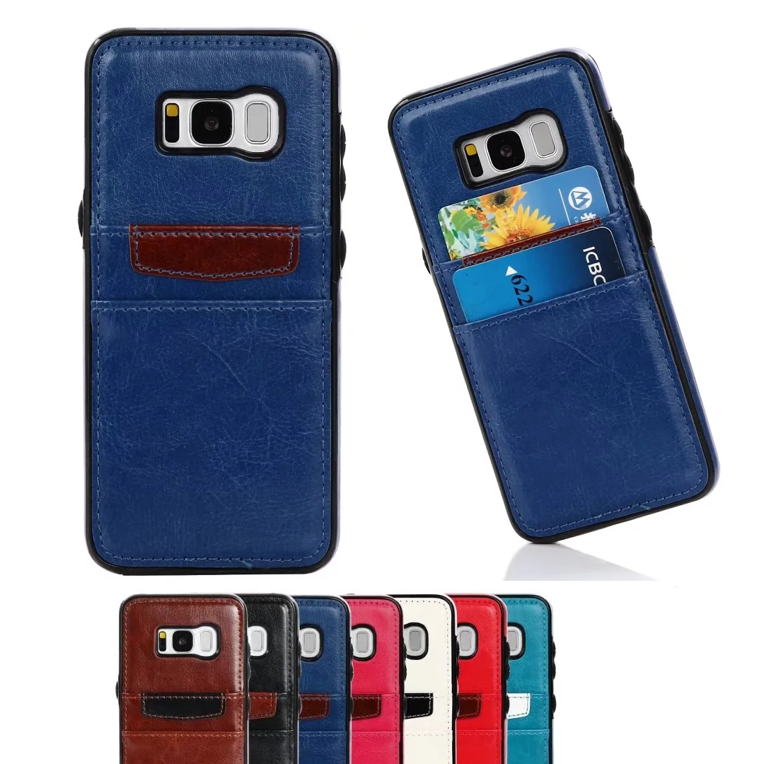 For Samsung Galaxy S6 Edge S7 Case S8 S9 Plus Note 8 Leather Cases Back Cover Protector Card Phone Accessories Fashion |