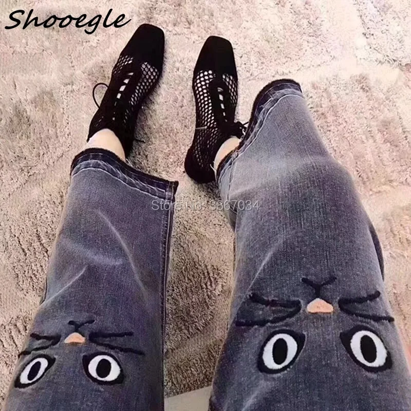 SHOOEGLE 2018 летние новые модельные стильные модные недельные Черные Сетчатые