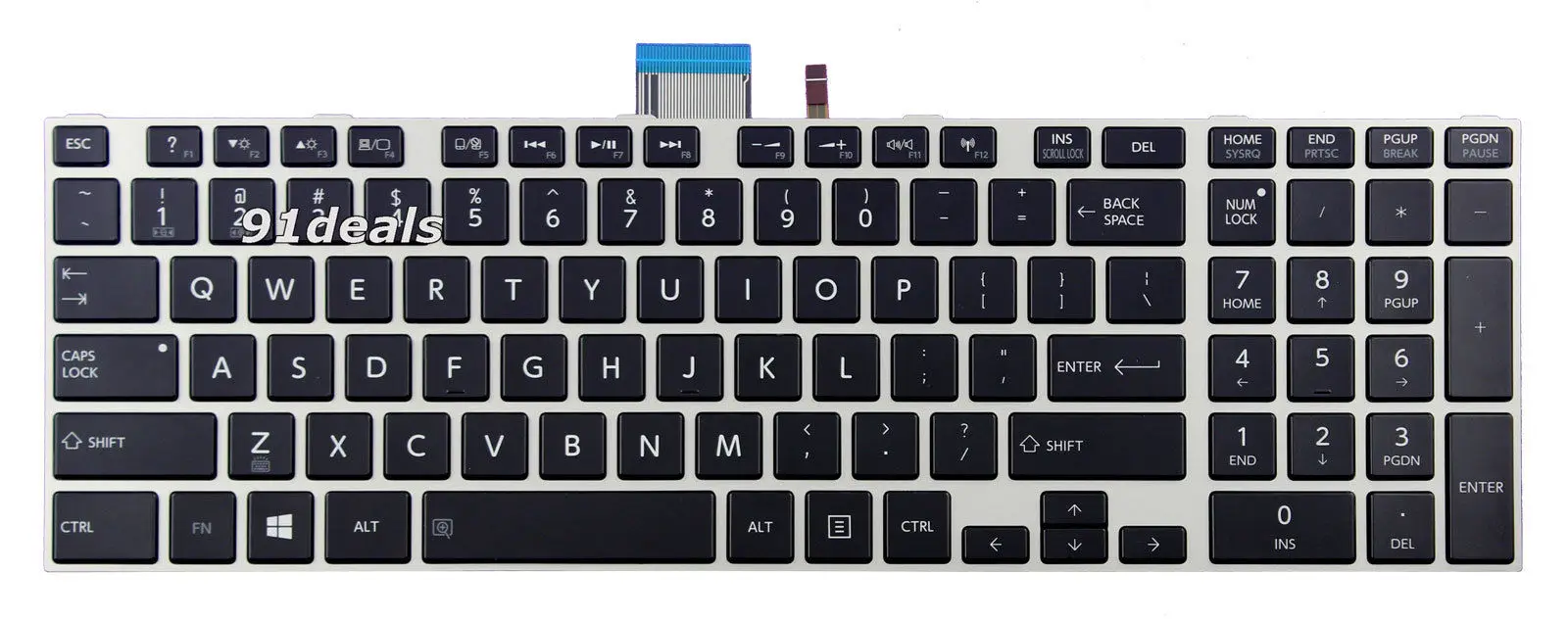 Черная серебряная клавиатура US для Toshiba Satellite E55-A5114 E55T-A5320 с подсветкой |