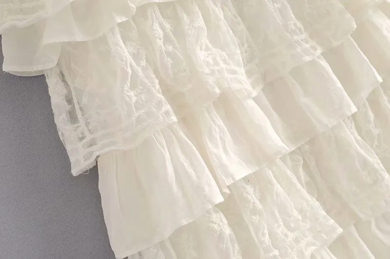 Bazaleas Ретро летнее платье 2019 сексуальное vestidos торт каскадные оборки Спагетти