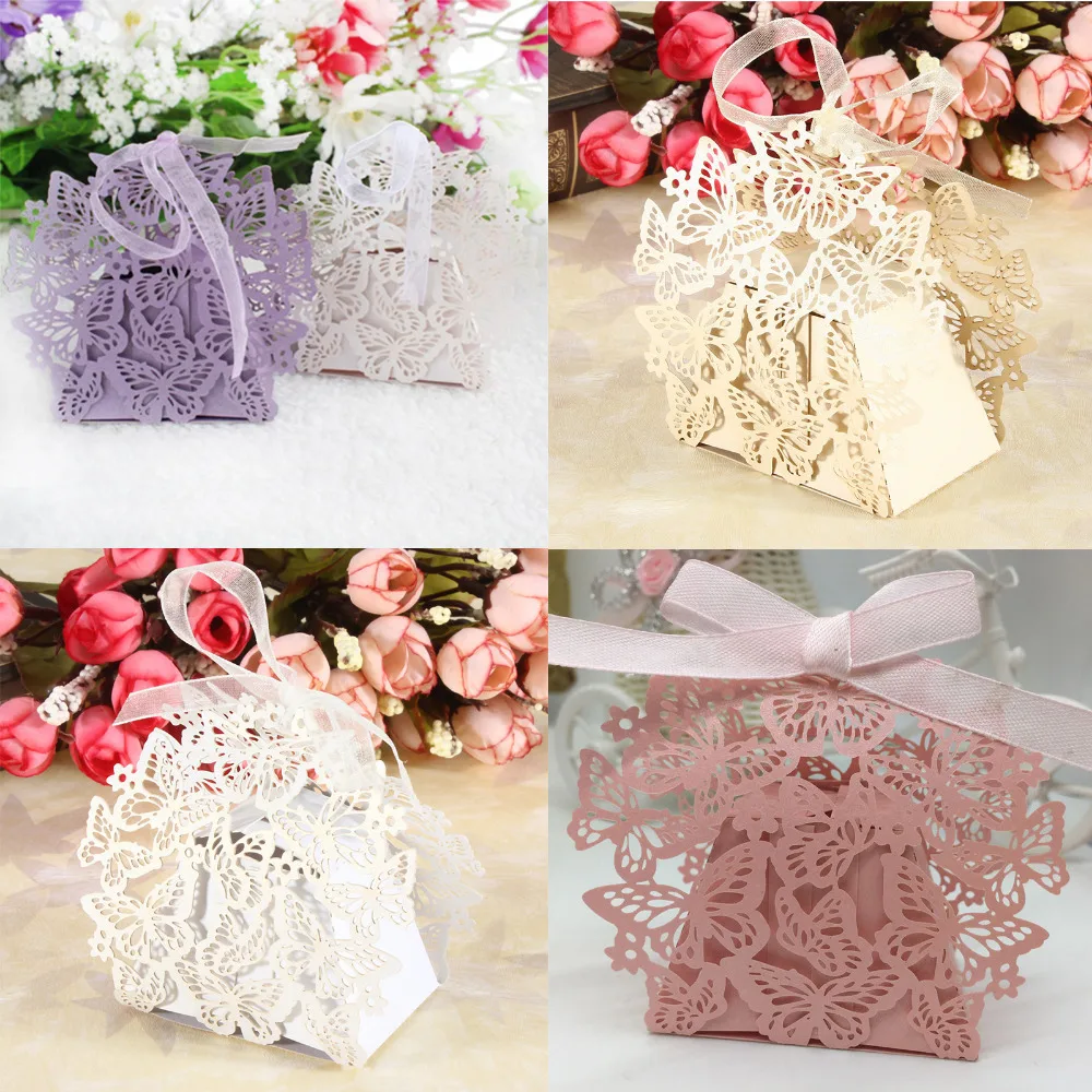 Новейшие 50 шт./лот Свадебные бабочки Comfit шоколадные конфеты в подарочной