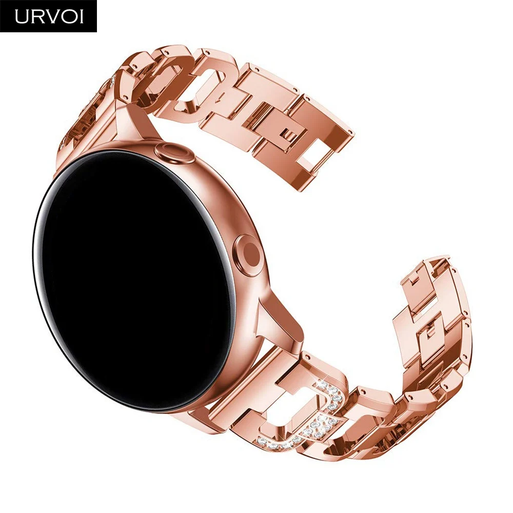 URVOI link браслет для Galaxy Watch Active 42 46 мм D стильный браслет из нержавеющей стали манжета сложить над застежкой Циркон быстроразъемные контакты