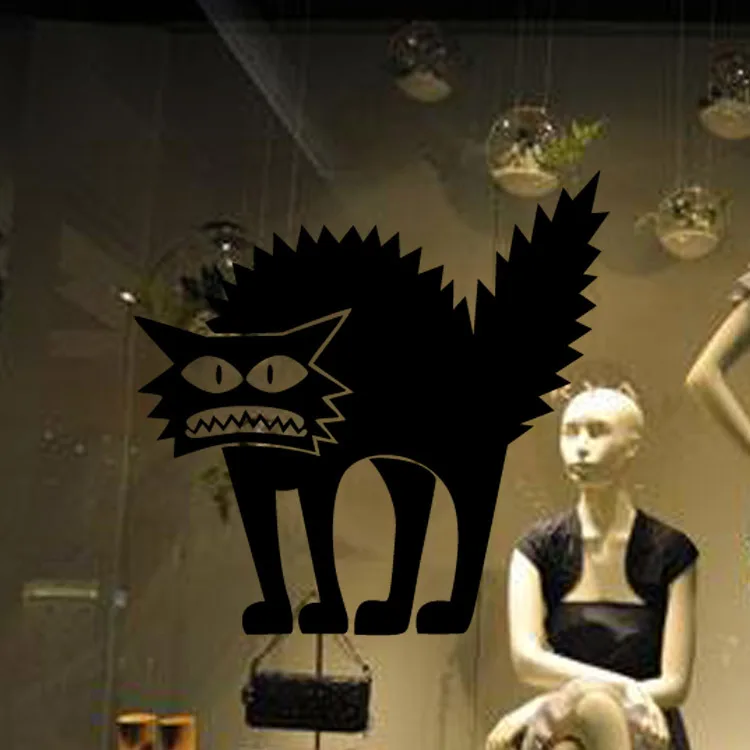Хэллоуин Декор Триллер кошка стеклянная наклейка Halloween вечерние Y Home