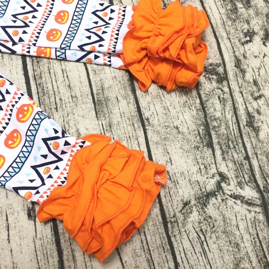 2017 baby girls pumpkin outfits halloween kids boutique girl children sets with matching necklace and bow | Детская одежда и обувь