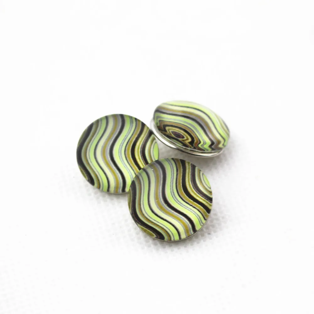 

Hot selling 100pcs/lot mix random printing wave snap buttons for 18mm ginger button snap pendant bracelet charms diy jewelry