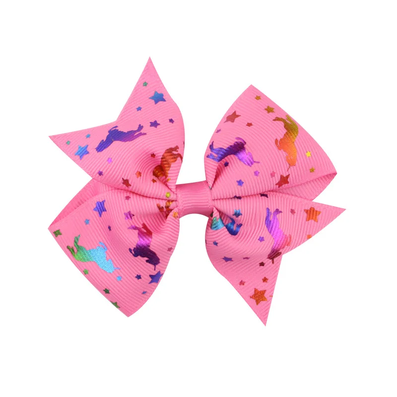 20 шт./лот 4 дюйма с принтом Единорог корсажная лента для волос луки короткое