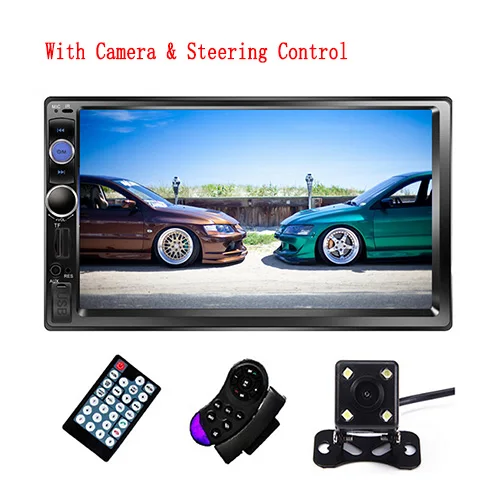 7010B Camera Wheel " Автомагнитола 2 Din Bluetooth стерео Мультимедийный плеер авторадио MP3 MP5 Сенсорный экран Автомагнитола Поддержка камеры заднего вида - Цвет: 7010B Camera Wheel