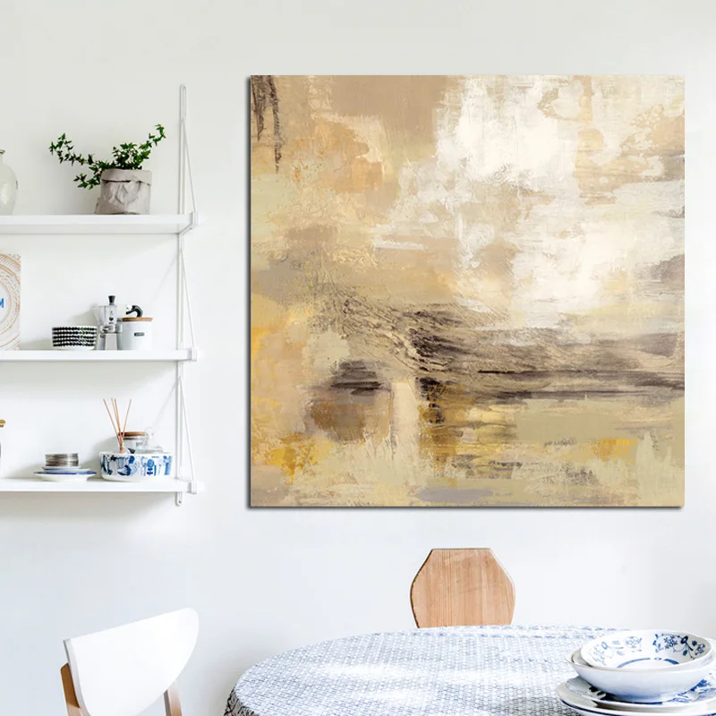 Абстрактная желтая картина маслом на холсте плакаты и принты современные