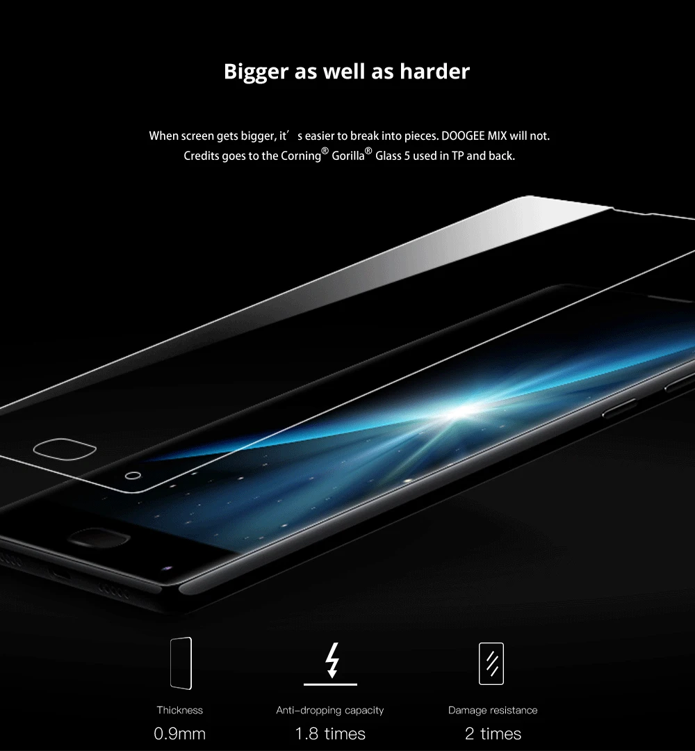 DOOGEE MIX Смартфон Android 7,0 две камеры 5,5 дюймов AMOLED MTK Helio P25 Восьмиядерный 6 ГБ+ 64 ГБ LTE 3380 мАч 16,0 Мп