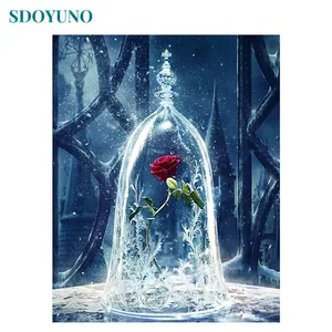 SDOYUNO 60x75 см картина с розой масляными красками по номерам цветы номер живопись на холсте украшение дома Раскраска картины по номерам раскраска по номерам декор для дома рисование по номерам  уникальный подарок