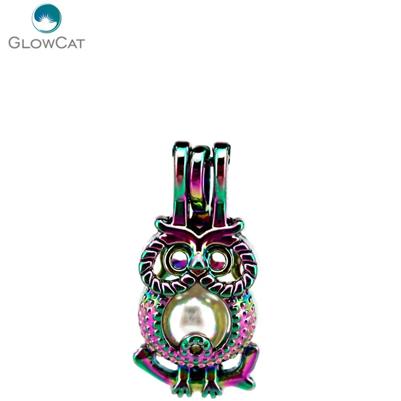 C722 5 шт./лот разноцветные жемчужные бусины в форме Совы клетка медальон Подвеска жемчужный медальон сказочная вечеринка