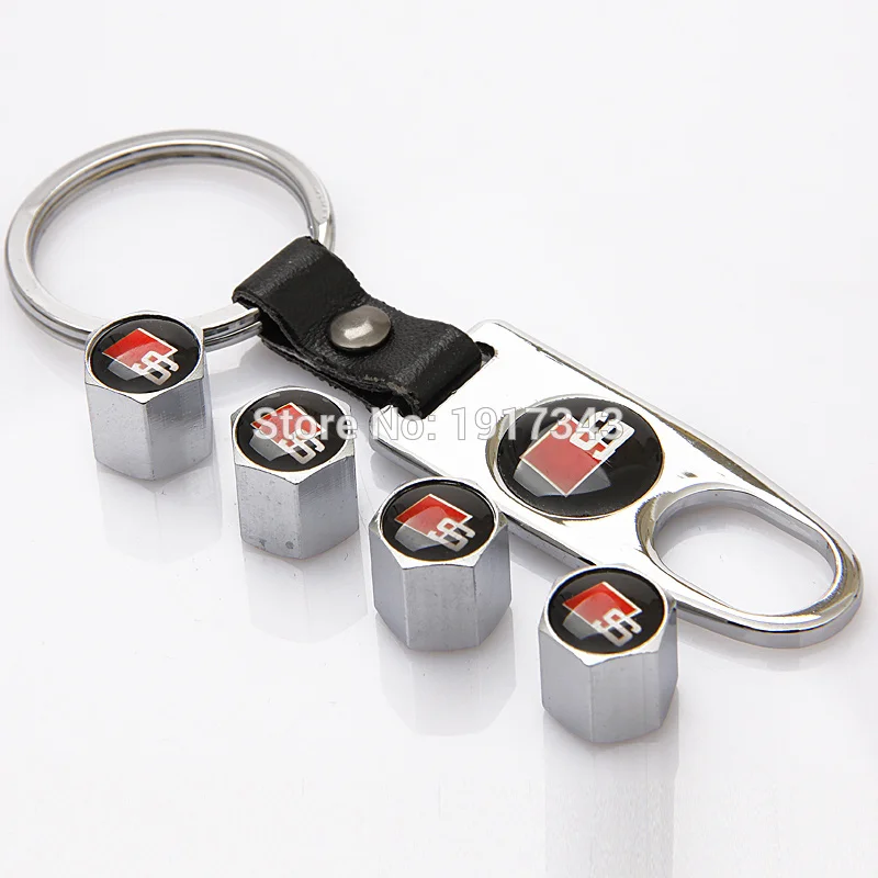 Silver Leather Buckle Valve Cap Wheel Tyre Tire Dust Stems Air Caps Cover Wrench Key Chain For Sline Q3 Q5 Q7 R8 S4 S5 S8 | Автомобили и