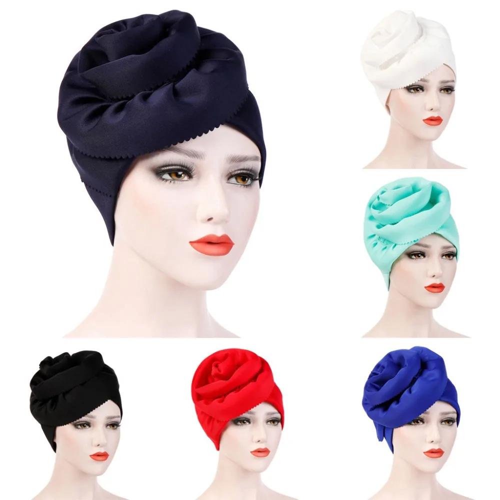 

Fashion Soft Turban Women Bonnet Hair Loss Cap Muslim Turbante Party Hat Floral Rhinestone Beanie Turban Head Wrap Cap