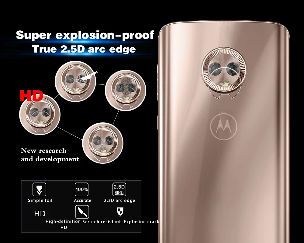 HD камера заднего вида объектив плёнка из закалённого стекла для Motorola Moto G6 задняя