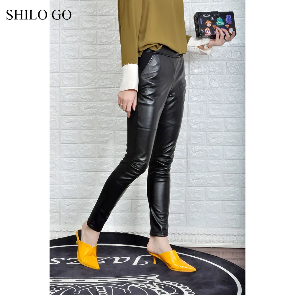 Женские кожаные брюки SHILO GO летние модные из натуральной овчины с высокой талией