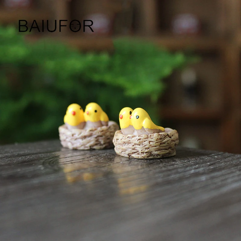 Птица Семья мини смолы Животные Сказочный Сад миниатюры DIY Кукольный