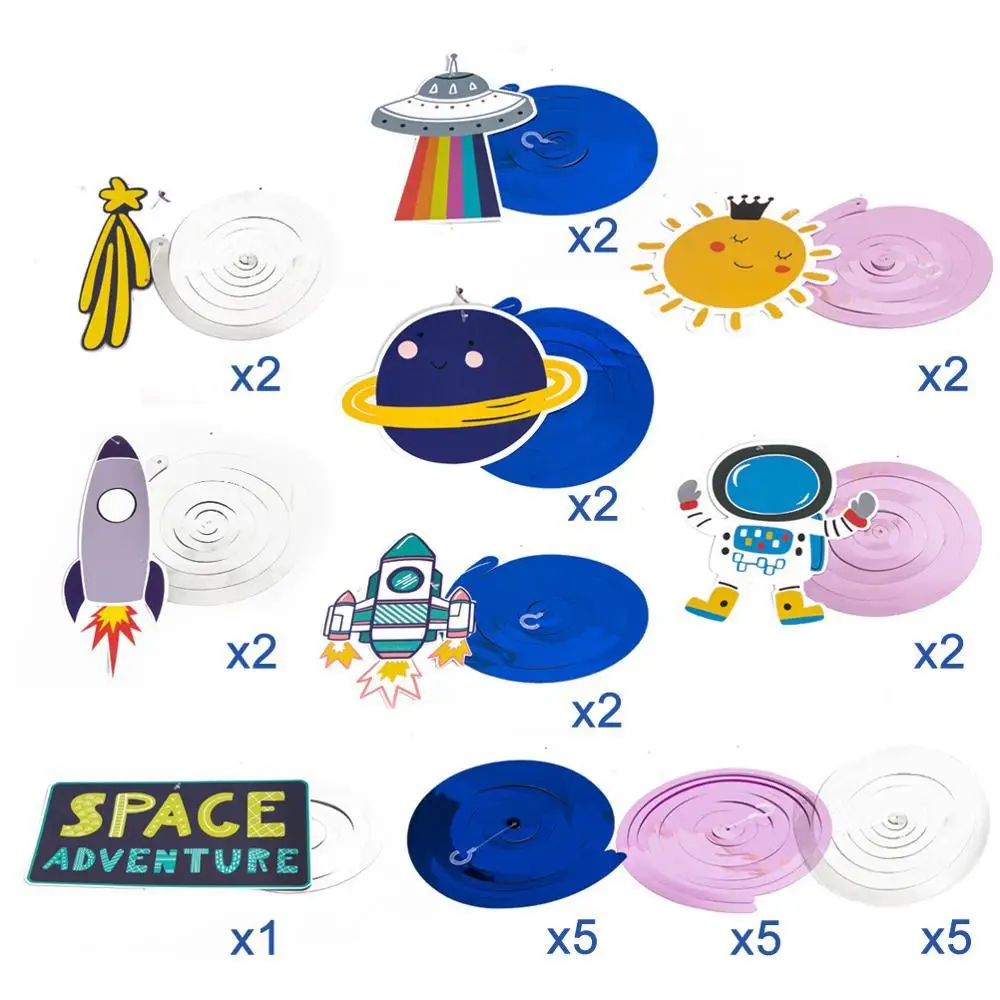 33 шт. космическая тематическая вечеринка на день рождения украшение завитки из