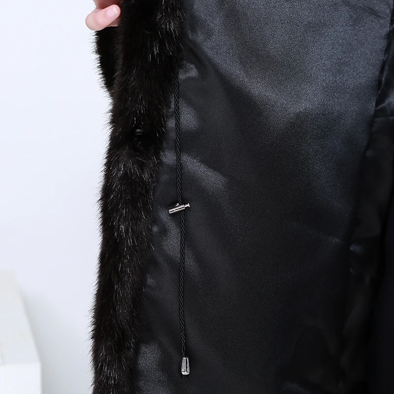 Для женщин зима мать Черный Цвет поддельные норки Мех животных пальто покрыта