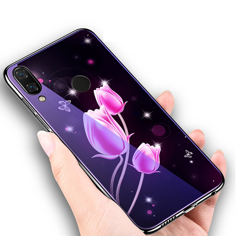 For Xiaomi 8 LITE 8SE 9 9SE PLAY 5X 6X 6 Case Plating Painted Blue Light Glass Cover on for Redmi S2 5A 7A Note 3 4X 5 7 case |