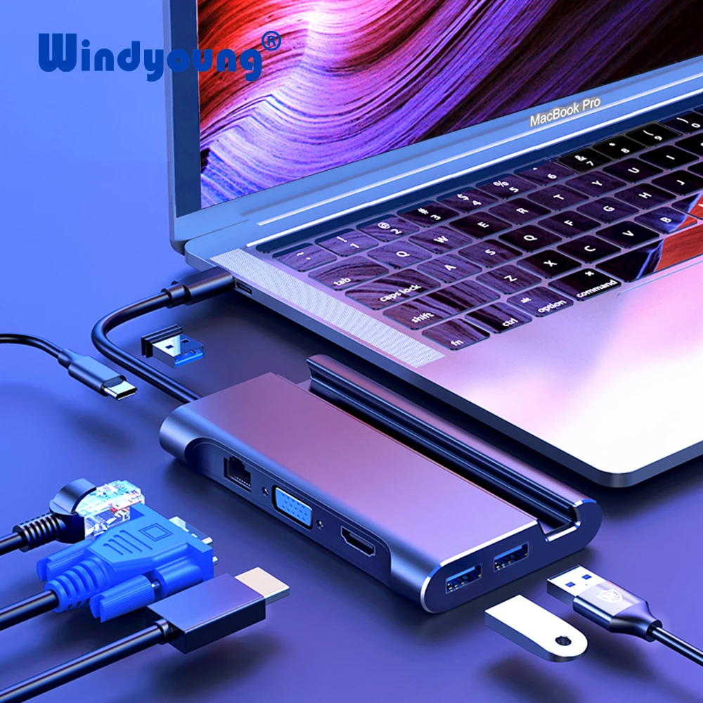 Док станция для ноутбука Thunderbolt 3 адаптер HDMI VGA RJ45 PD с держателем телефона док MacBook
