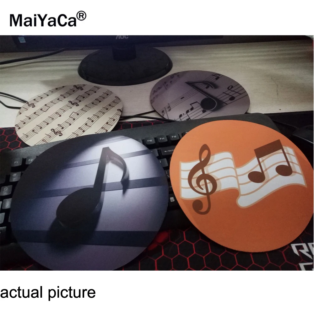 Резиновый коврик для мыши MaiYaCa с изображением музыкальных заметок круглая