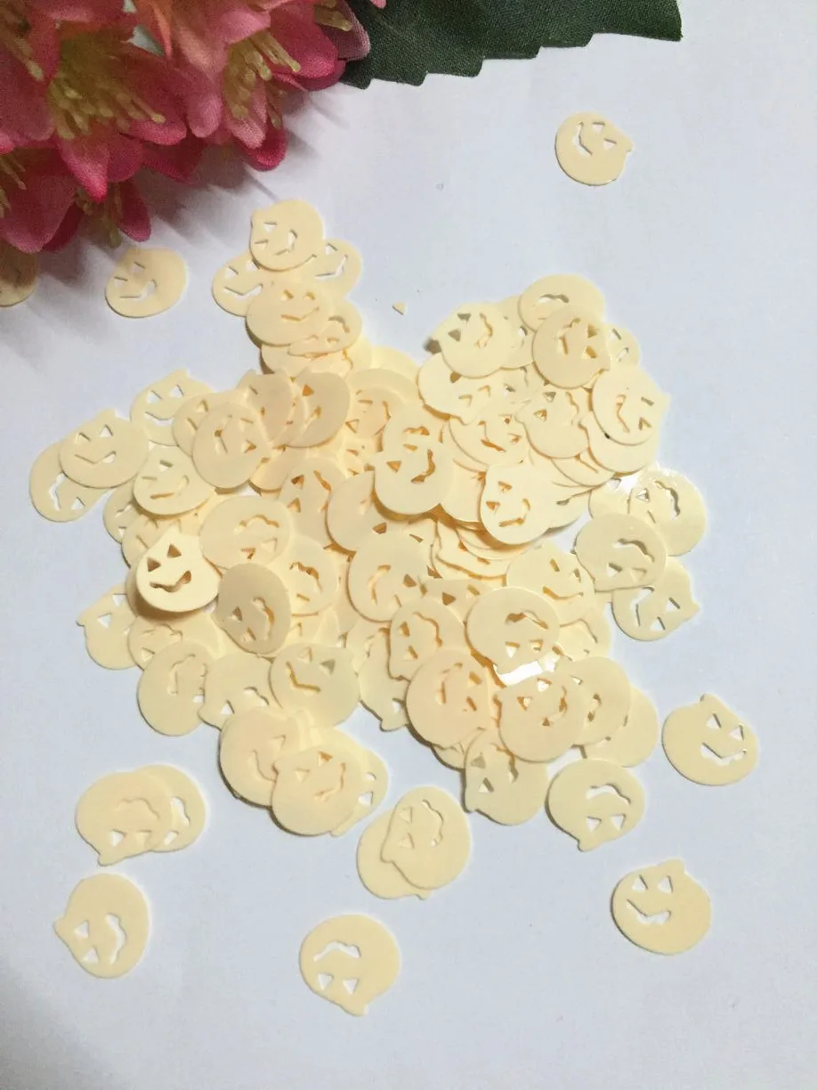 1000 шт./лот 11 мм бежевые тыквы для Хэллоуина блестки ПВХ плоские пайетки ремесла