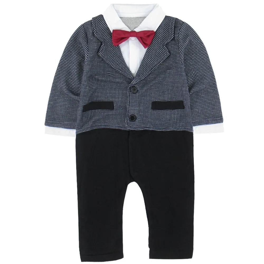 Baby Boy Suit Wedding Romper Newborn Baptism Formal Outfit Infant Party Gentleman Clothes Costume Set Long Sleeves |