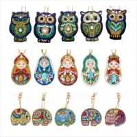 russian doll owl diy diamond keychain painting mosaic christmas gift 5pcs diy special full drill woman girl jewelry keyring