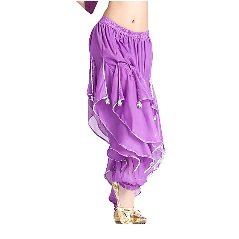 Костюм для танца живота шаровары юбка с серебристыми волнистыми брюками 12