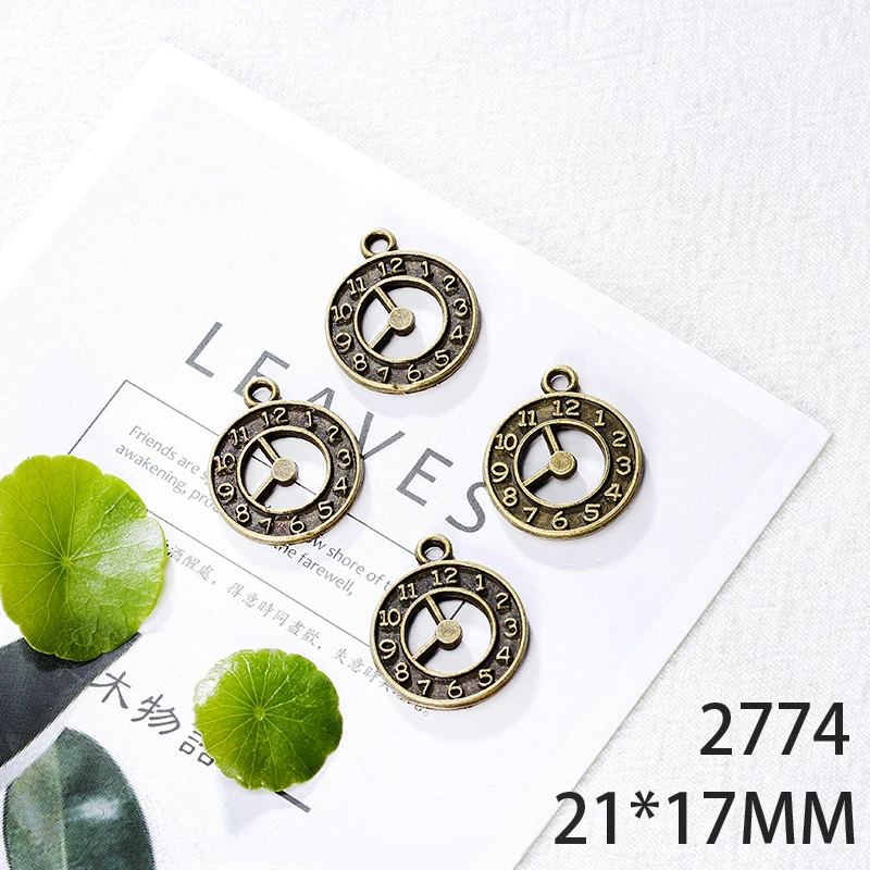 

21*17mm 10pcs Clock Alloy Pendant For Diy Jewelry Making 2 Colors Antique Silver Antique Bronze No.2774