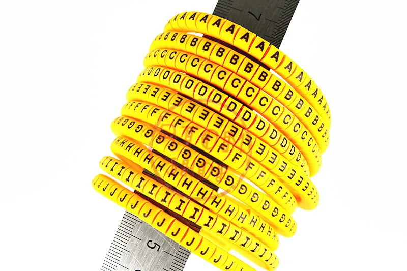 Yellow500pcs EC-0 EC-1 EC-2 EC-3 1.5mm2A-J ABCDEFJHIJ английские буквы гибких печатных рукав ярлыка