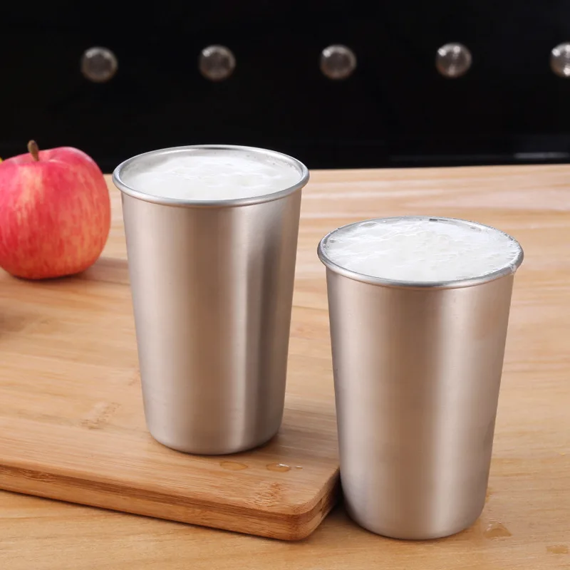 

100pcs 500ml Stainless Steel Cups With Juice Beer Glass Portion Cups 16oz Tumbler Pint Metal Kitchen Bar Large Drinking Mug l538
