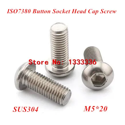 

100pcs M5*20 ISO7380 Stainless Steel A2 Button Head Socket Screw / SUS304 Bolt M5x20mm