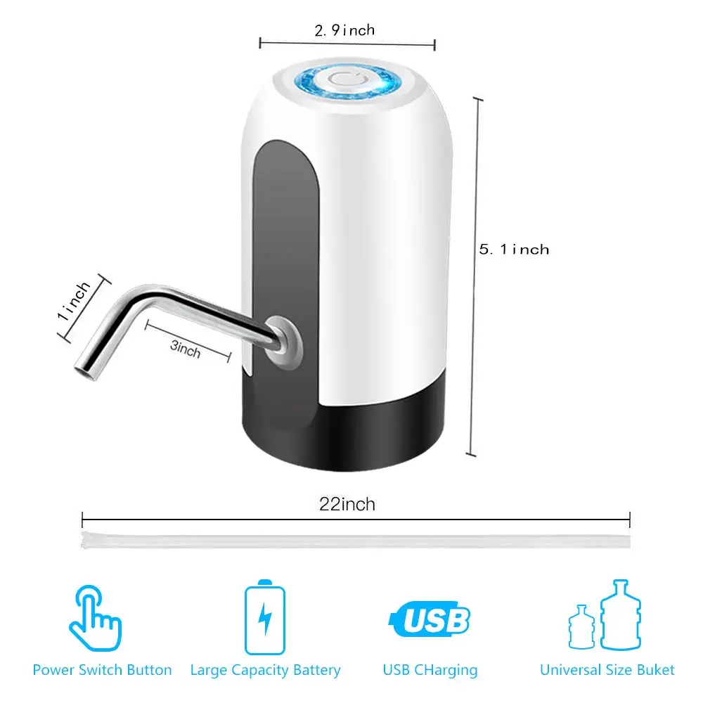 Водяной кувшин портативный Электрический диспенсер для воды насос usb зарядка автоматический насос для питьевой воды для универсальной бутылки 3-5 галлонов