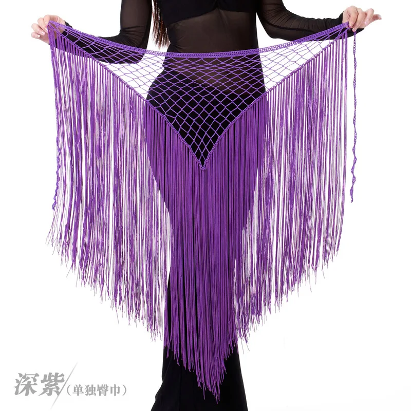 dark purple Ручная вязка Треугольник танец живота хип шарф пояс для женщин представление Восточные Танцевальные Костюмы живота Талия цепь юбка 89 - Цвет: dark purple
