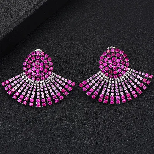 Hot Pink GODKI 40 мм известный роскошный популярный полный Ealobe серьги-гвоздики для женщин аксессуары Полный кубический циркон Серьги pendientes mujer moda - Окраска металла: Hot Pink